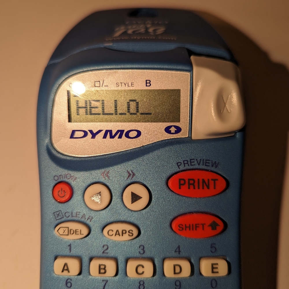 Dymo Letra TAG XR Label Thermal Printer Backlit Display (Blue